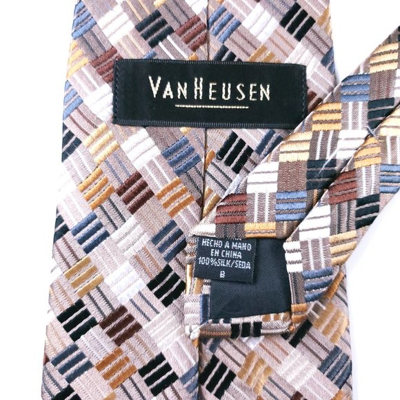 Van Heusen 100% Silk Men Neck Tie Geometric Multicolor 59 x 4 - NWOT - Picture 6 of 6